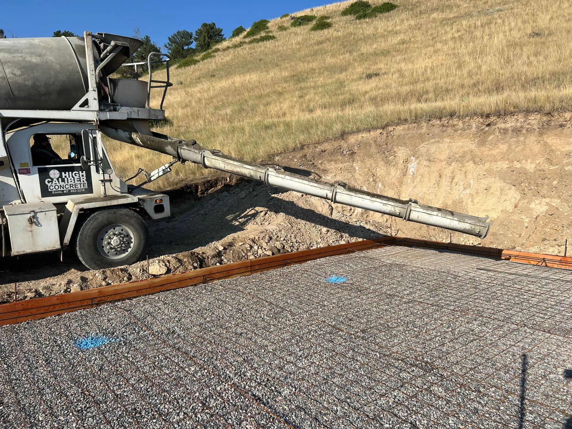 Concrete slab work on a Montana ranch