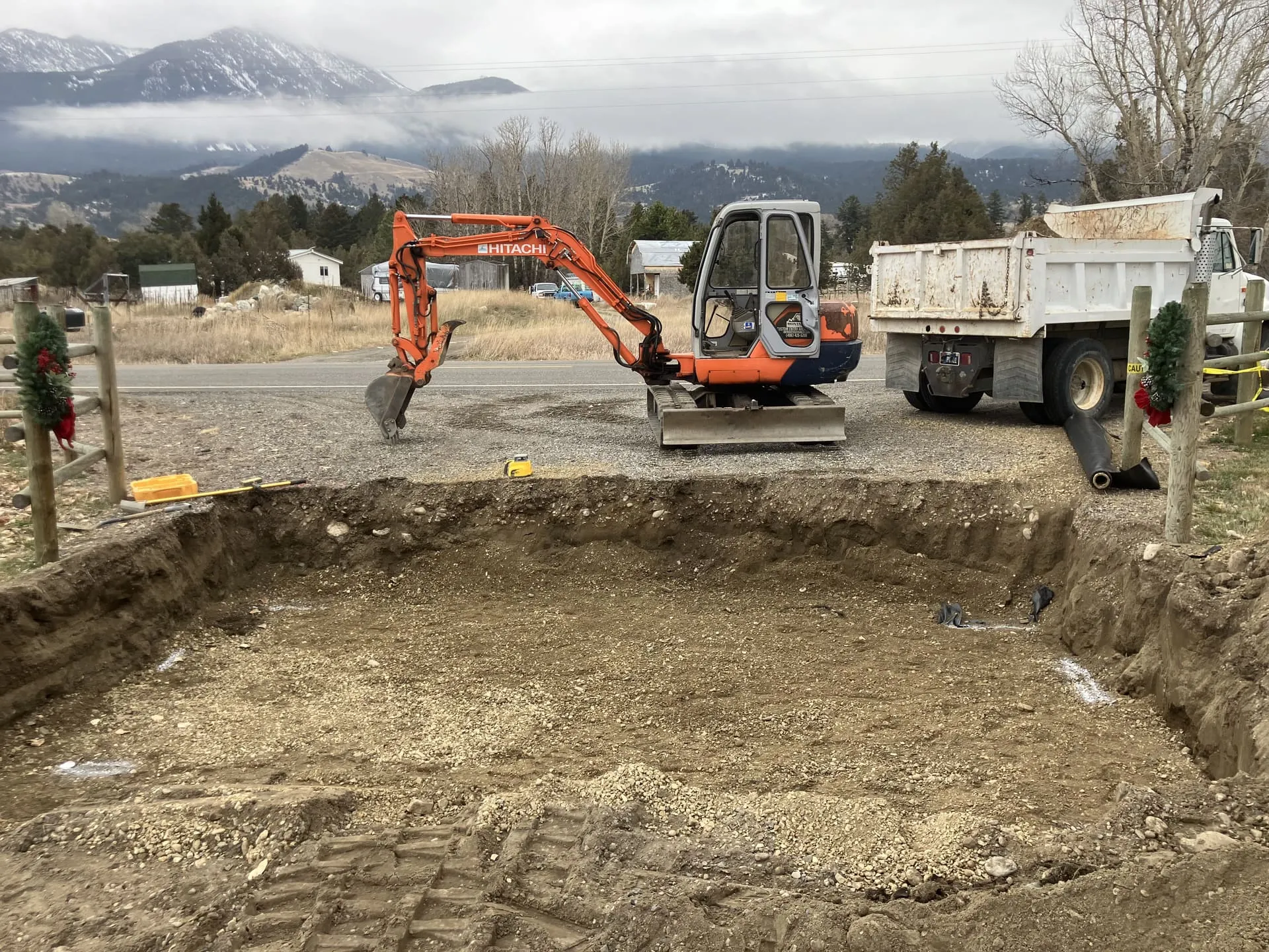 Road base and grading work on a rural Montana road