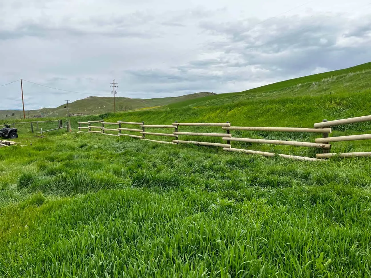 New ranch fence line after replacement