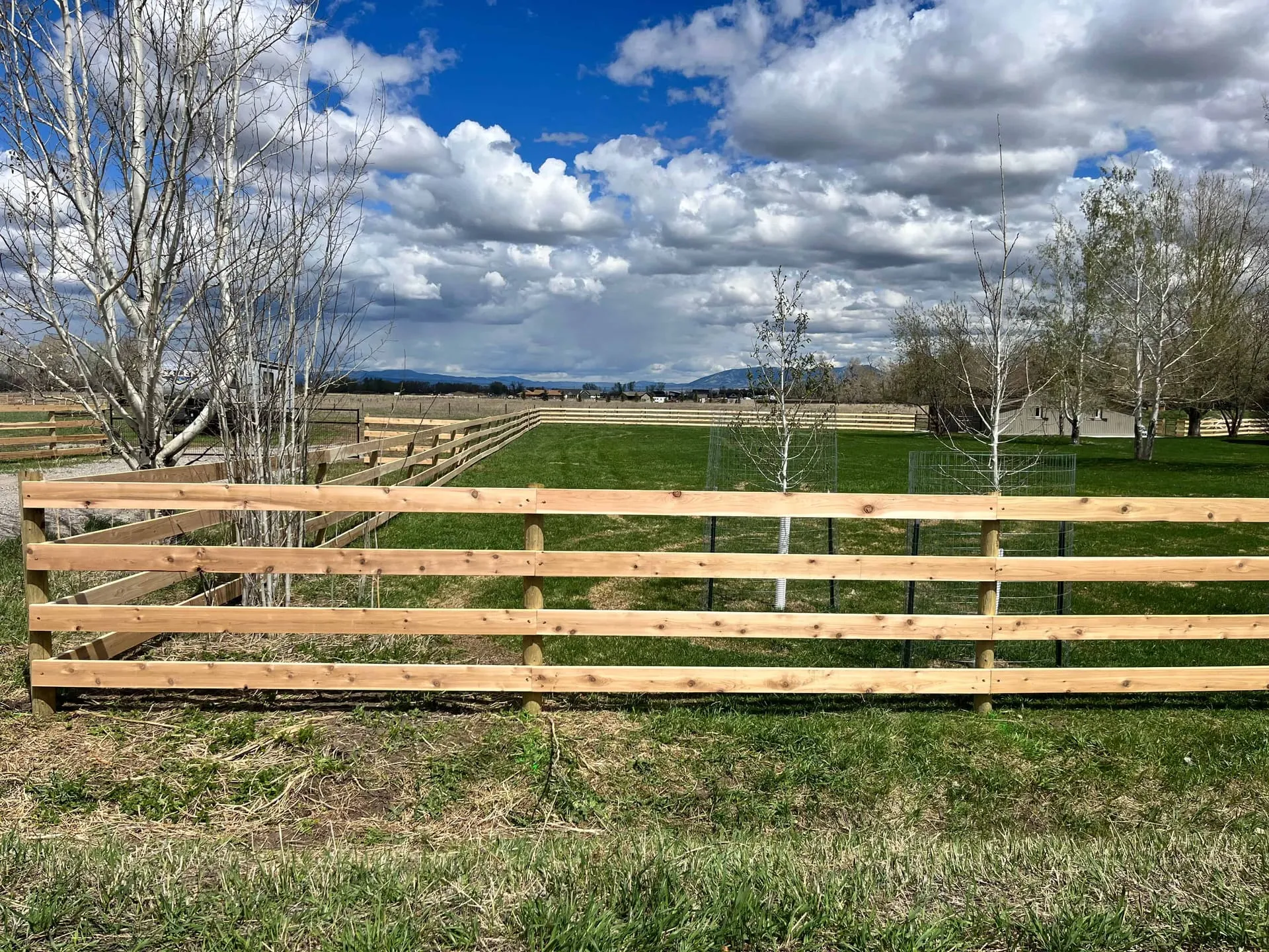 Ranch board fencing on a Montana horse property